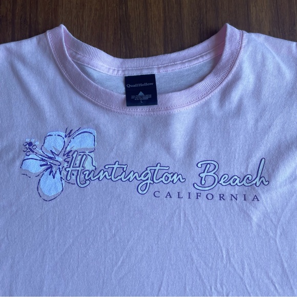 Huntington Beach CA Shirt Womens Large L  Long Sleeve Tee T-Shirt Pink Hawaiian - Picture 3 of 10
